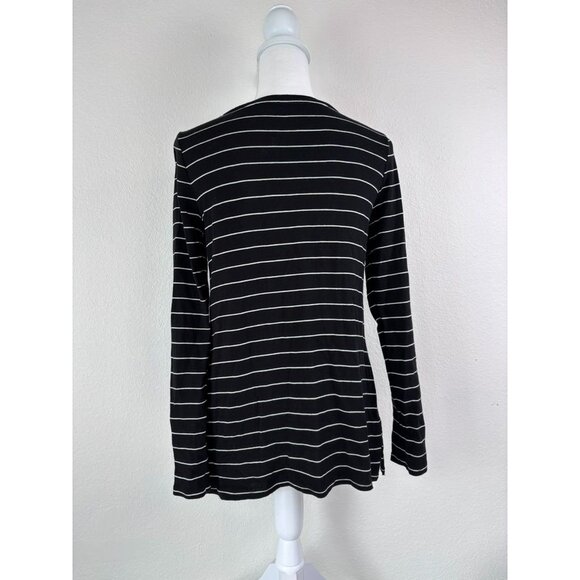 J. Jill womens small black striped long sleeve pima crew-neck tee casual stretch - Picture 4 of 6